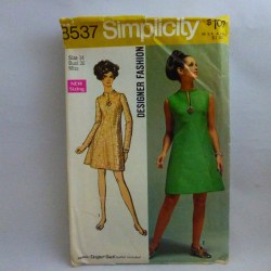 8537 SIMPLICITY 1969 DESIGNER DRESS SLEEVES OR NOT PATTERN SIZE 14 36B OR 10 32.5B CHOICE
